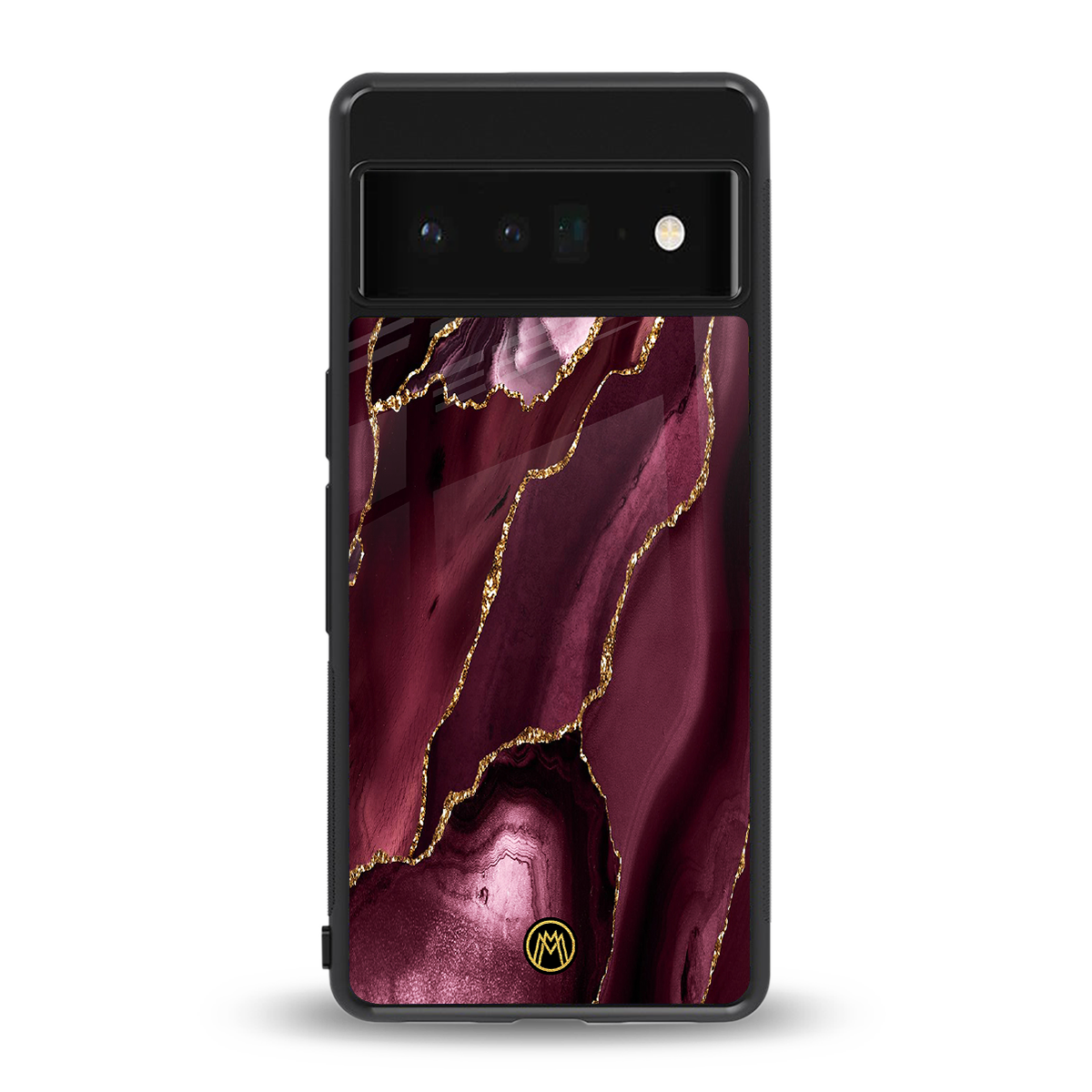 maroon liquid marble back phone cover | glass case for google pixel 6 pro