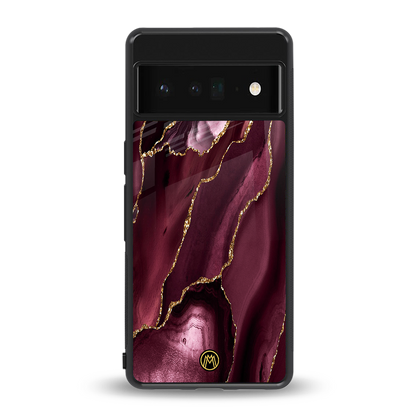 maroon liquid marble back phone cover | glass case for google pixel 6 pro