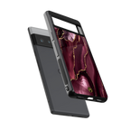 maroon liquid marble back phone cover | glass case for google pixel 6 pro