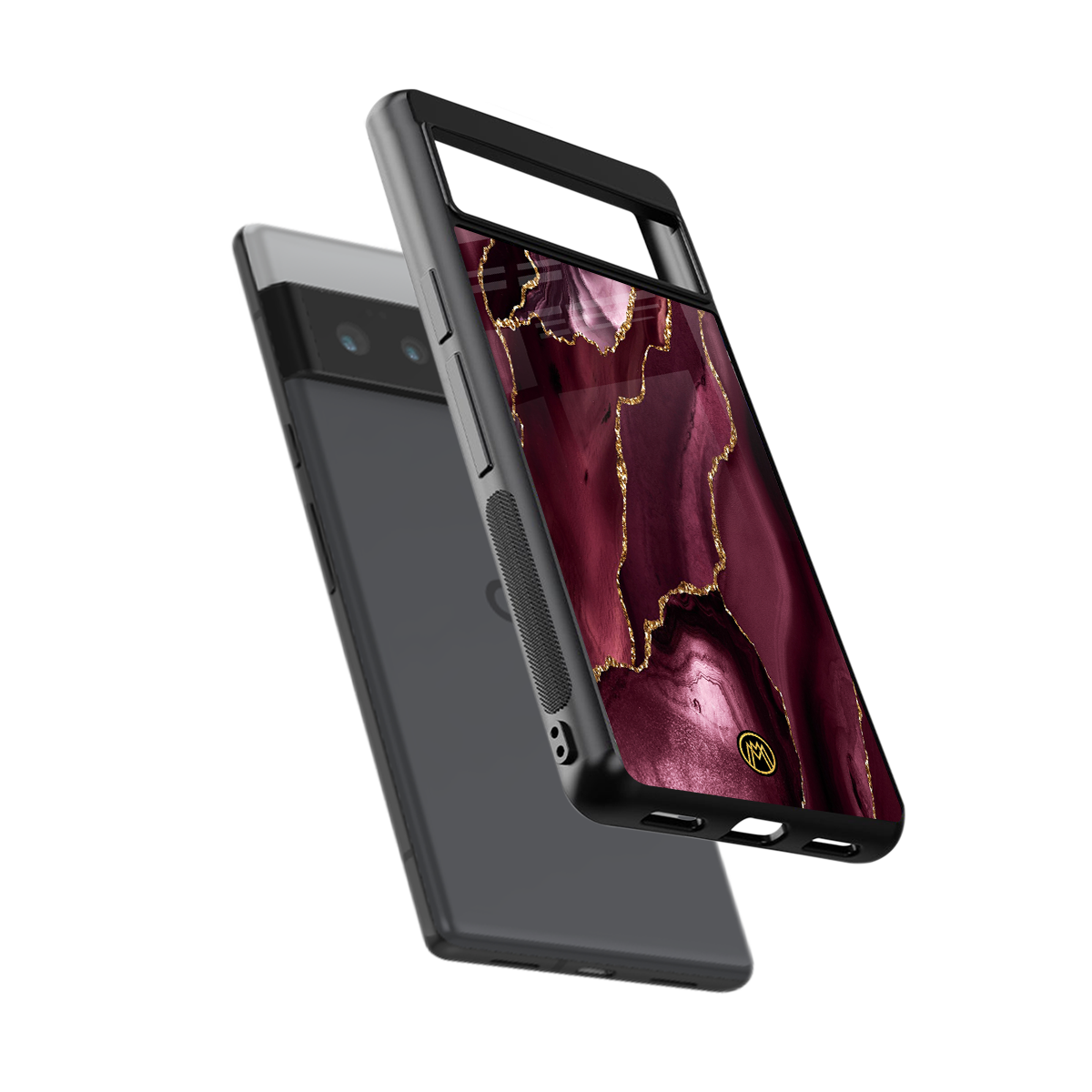 maroon liquid marble back phone cover | glass case for google pixel 6 pro