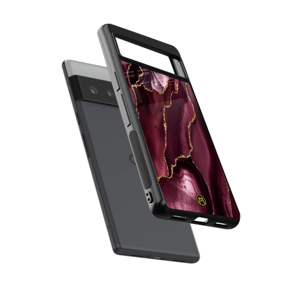 maroon liquid marble back phone cover | glass case for google pixel 6 pro