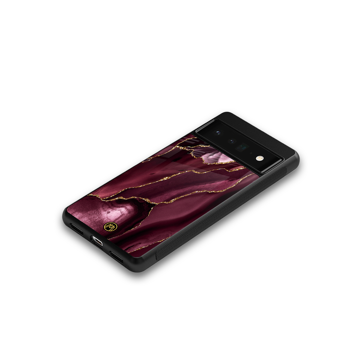 maroon liquid marble back phone cover | glass case for google pixel 6 pro
