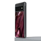 maroon liquid marble back phone cover | glass case for google pixel 6 pro