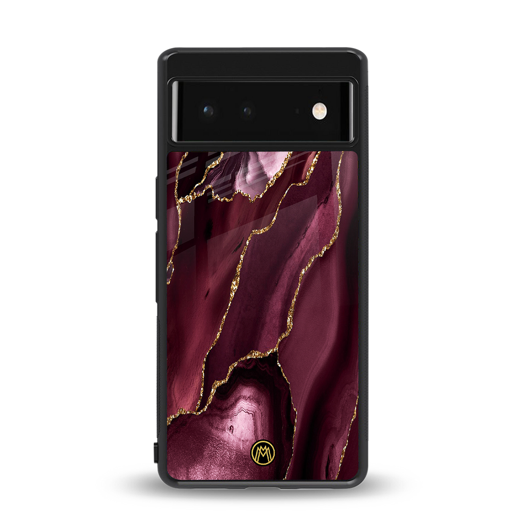 maroon liquid marble back phone cover | glass case for google pixel 6