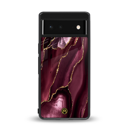 maroon liquid marble back phone cover | glass case for google pixel 6