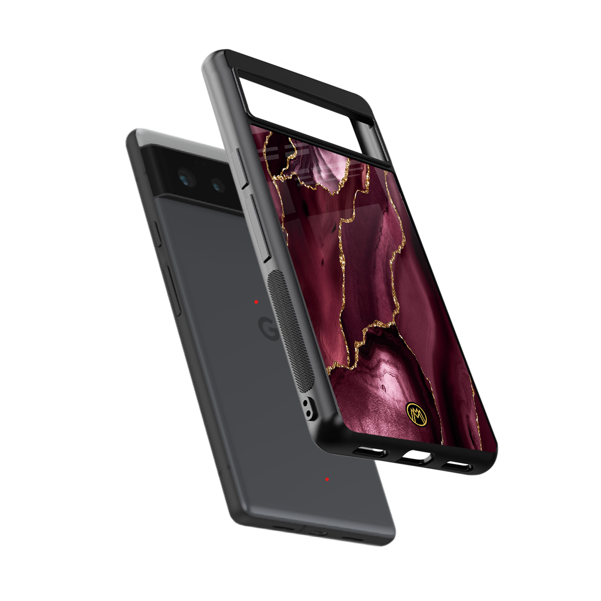 maroon liquid marble back phone cover | glass case for google pixel 6