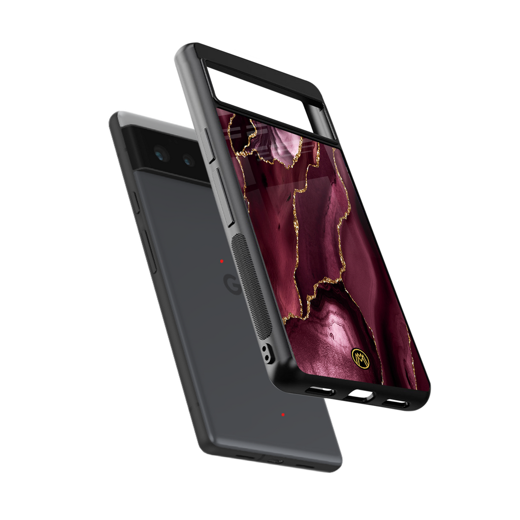 maroon liquid marble back phone cover | glass case for Google Pixel 6A