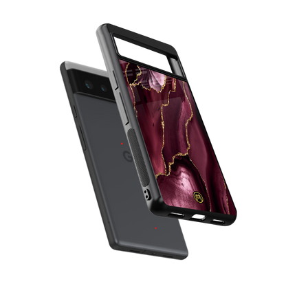 maroon liquid marble back phone cover | glass case for Google Pixel 6A