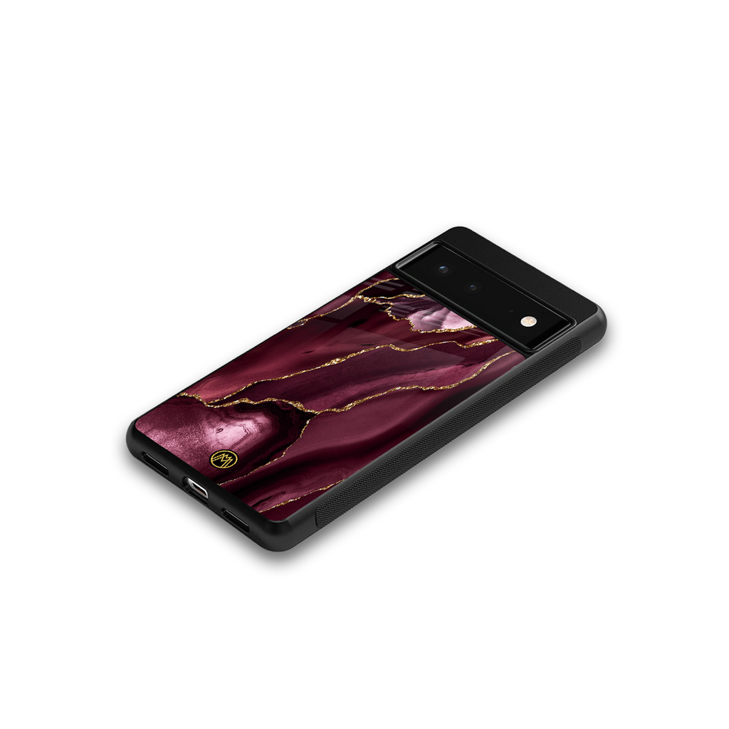 maroon liquid marble back phone cover | glass case for Google Pixel 6A