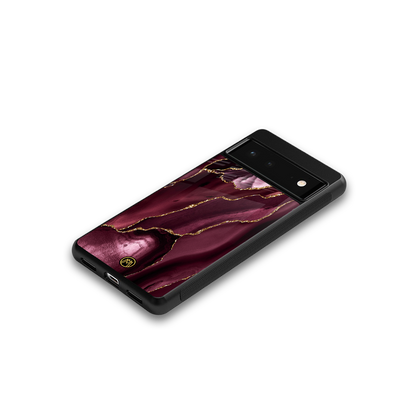 maroon liquid marble back phone cover | glass case for Google Pixel 6A