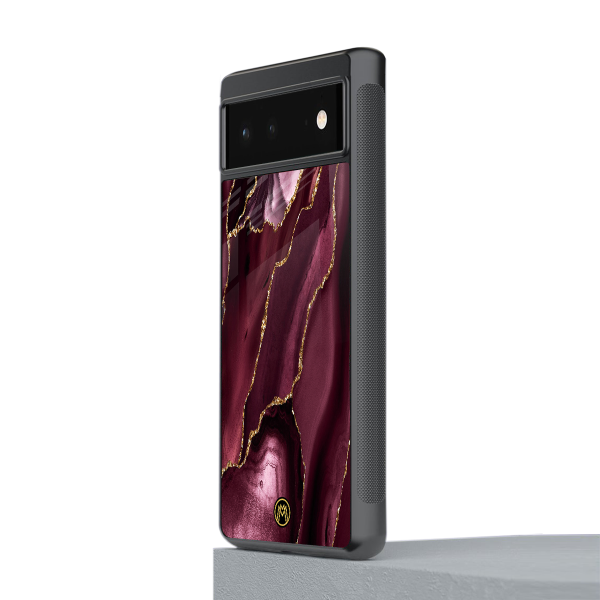 maroon liquid marble back phone cover | glass case for google pixel 6