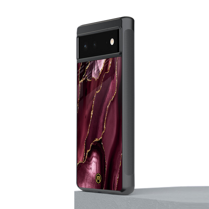 maroon liquid marble back phone cover | glass case for Google Pixel 6A
