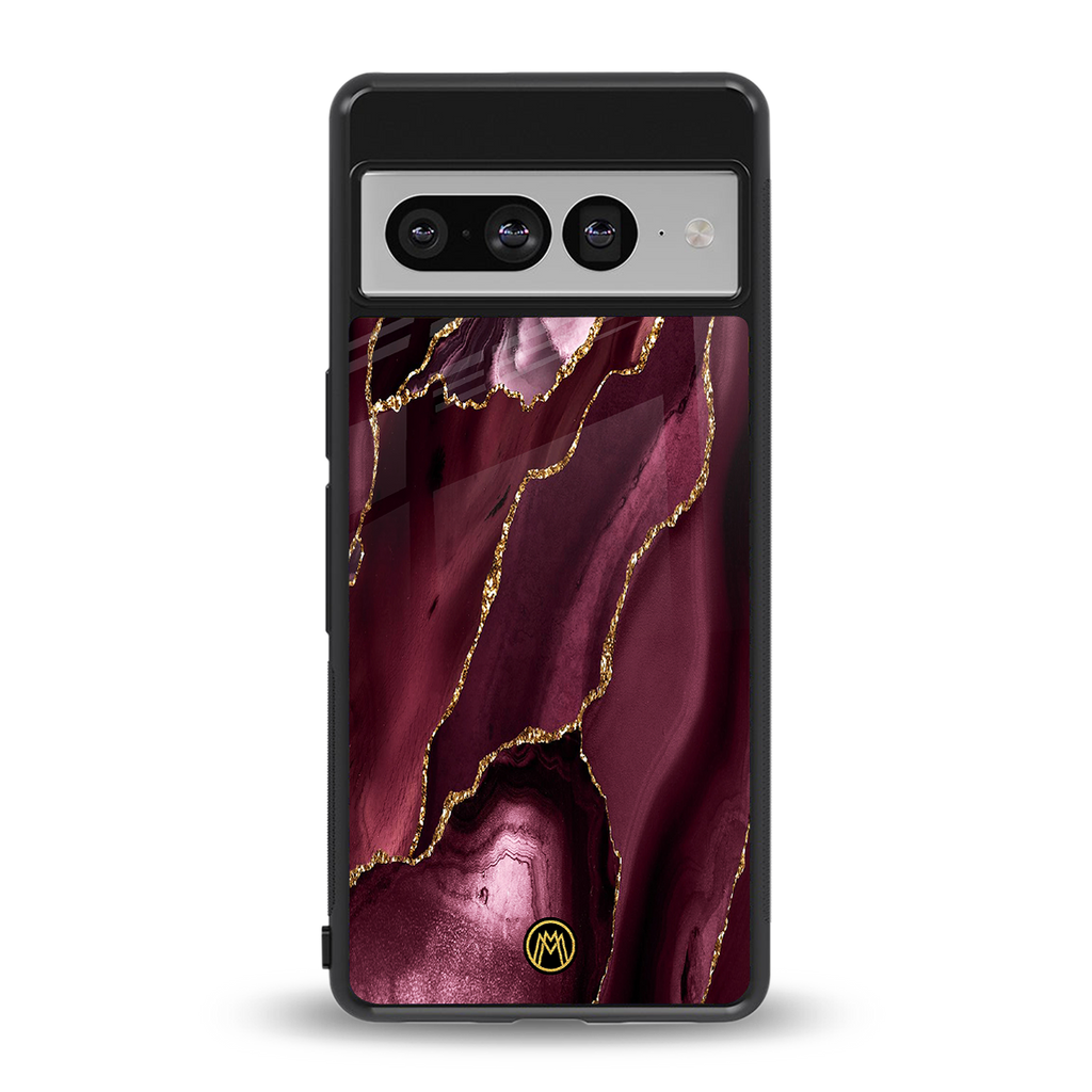 maroon liquid marble back phone cover | glass case for google pixel 7 pro