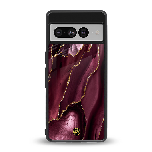 maroon liquid marble back phone cover | glass case for google pixel 7 pro