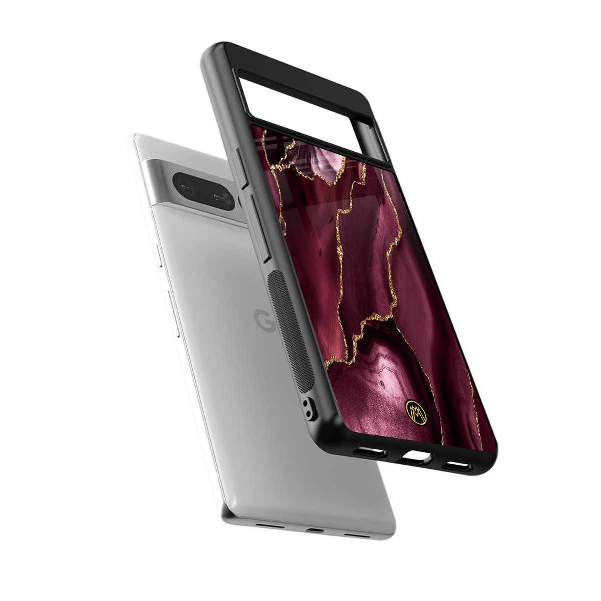 maroon liquid marble back phone cover | glass case for google pixel 7 pro