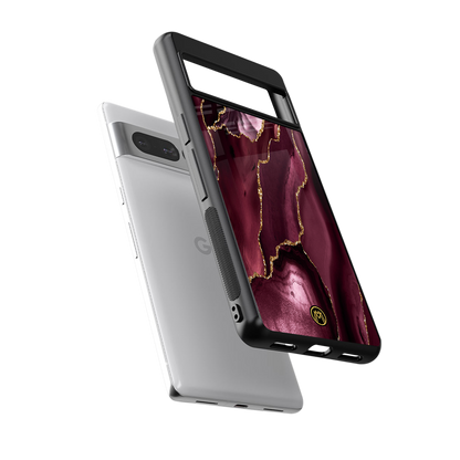 maroon liquid marble back phone cover | glass case for google pixel 7 pro