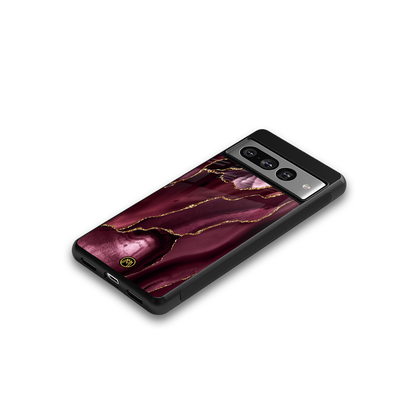 maroon liquid marble back phone cover | glass case for google pixel 7 pro