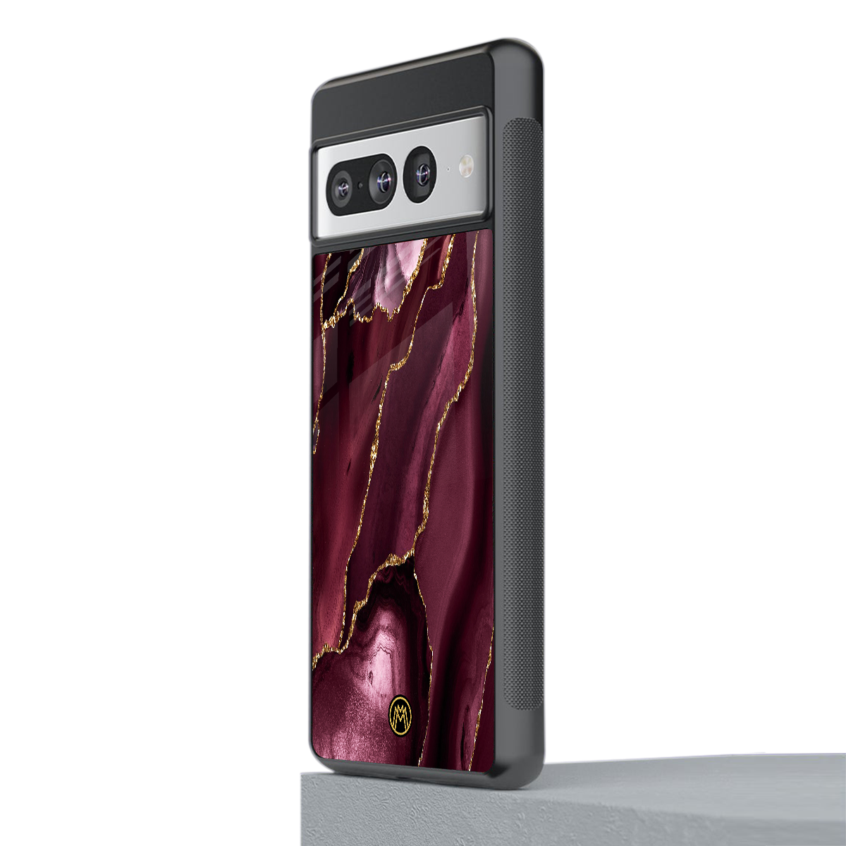 maroon liquid marble back phone cover | glass case for google pixel 7 pro
