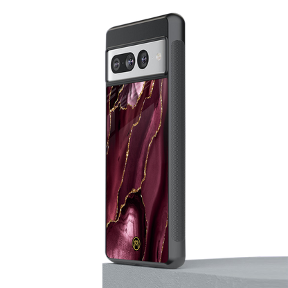 maroon liquid marble back phone cover | glass case for google pixel 7 pro