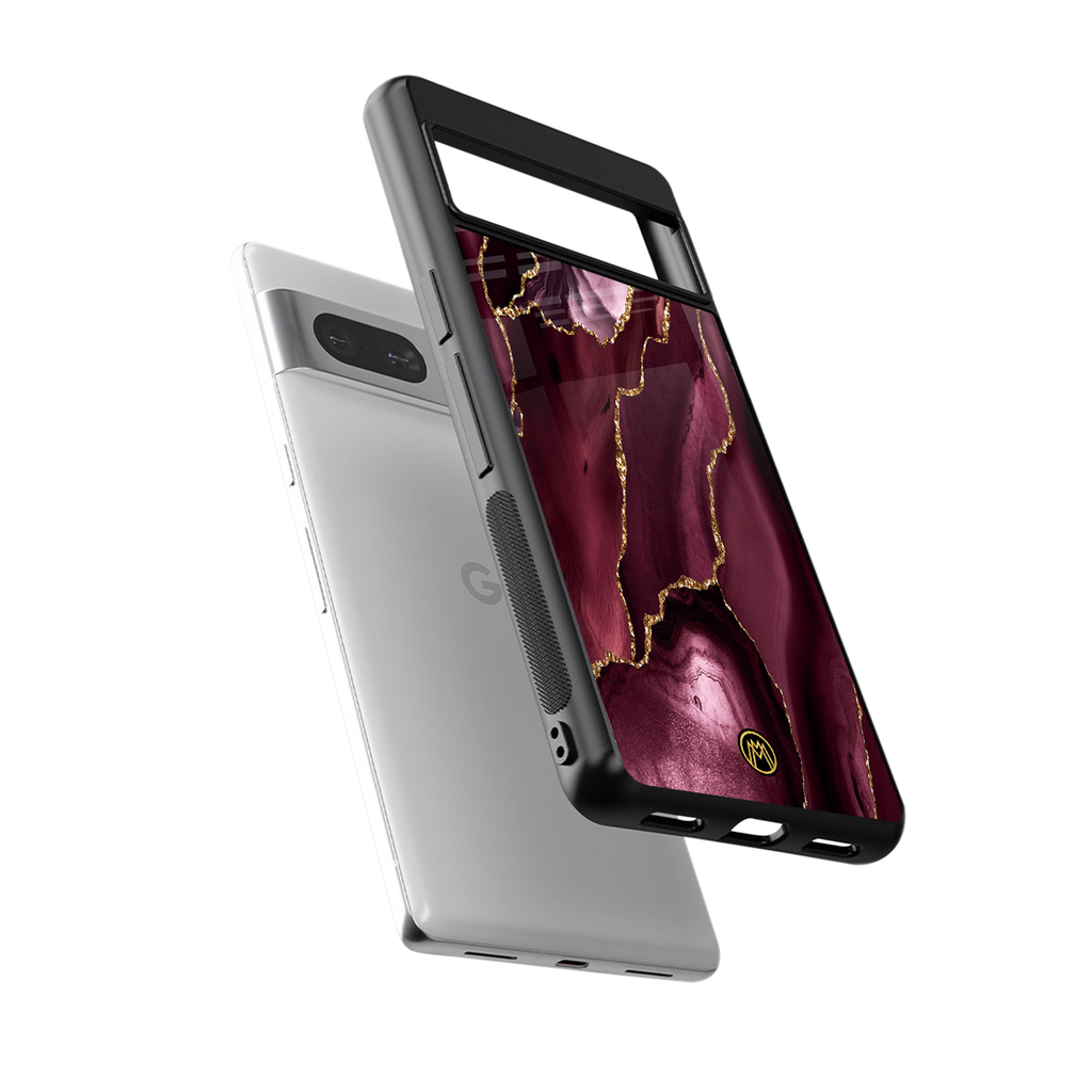 maroon liquid marble back phone cover | glass case for Google Pixel 7