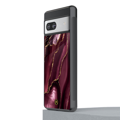 maroon liquid marble back phone cover | glass case for Google Pixel 7A
