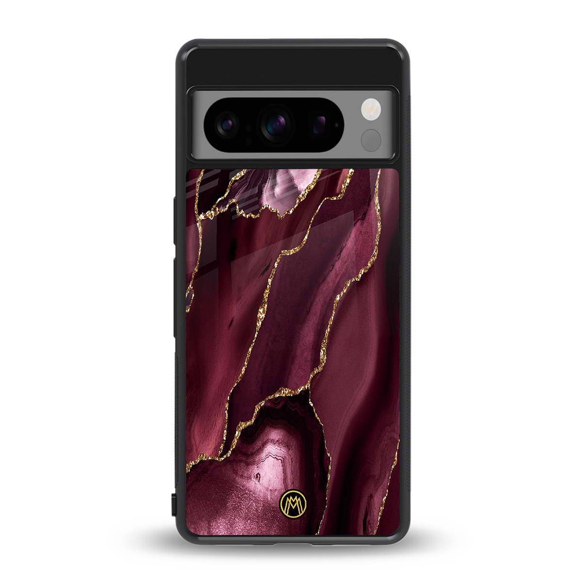 maroon liquid marble back phone cover | glass case for google pixel 8 pro