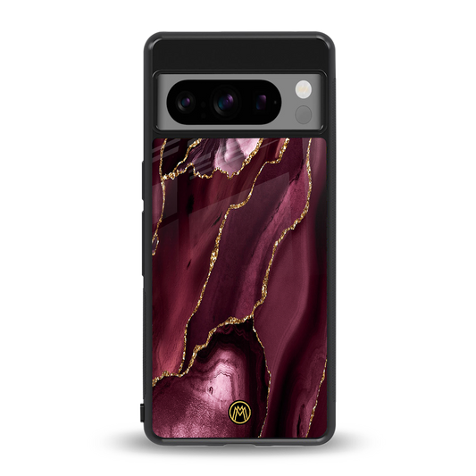 maroon liquid marble back phone cover | glass case for google pixel 8 pro