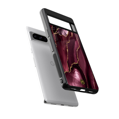 maroon liquid marble back phone cover | glass case for google pixel 8 pro