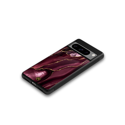 maroon liquid marble back phone cover | glass case for google pixel 8 pro