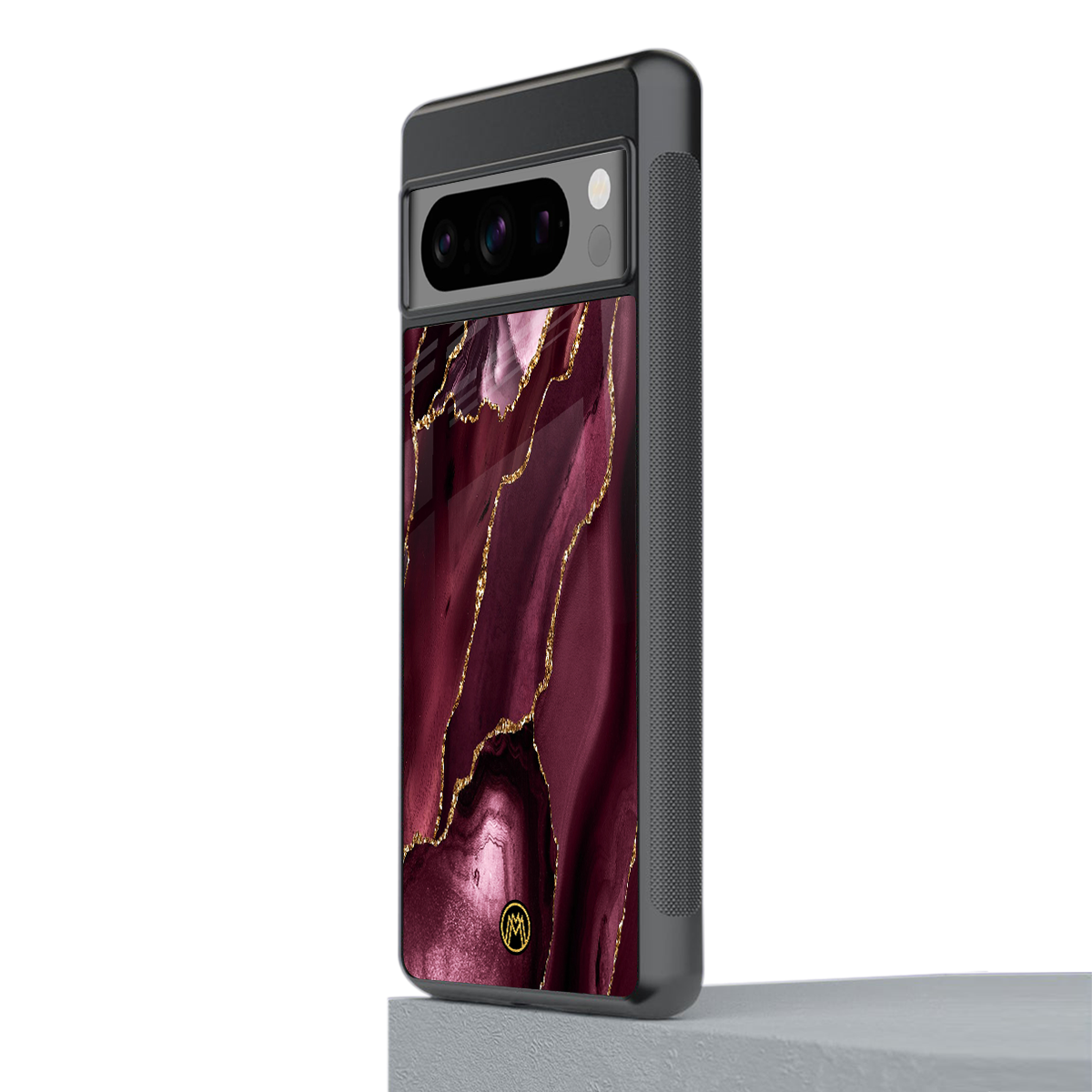 maroon liquid marble back phone cover | glass case for google pixel 8 pro