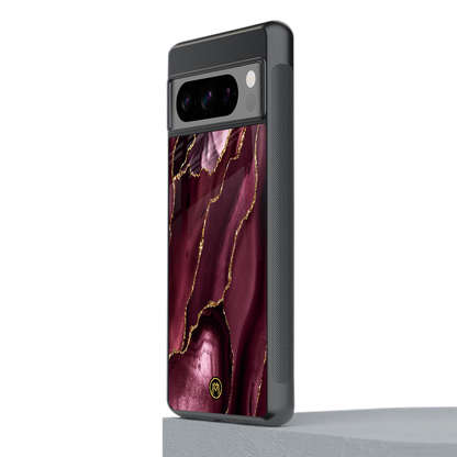 maroon liquid marble back phone cover | glass case for google pixel 8 pro