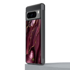 maroon liquid marble back phone cover | glass case for google pixel 8 pro