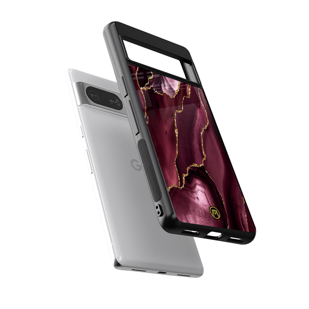 maroon liquid marble back phone cover | glass case for Google Pixel 8