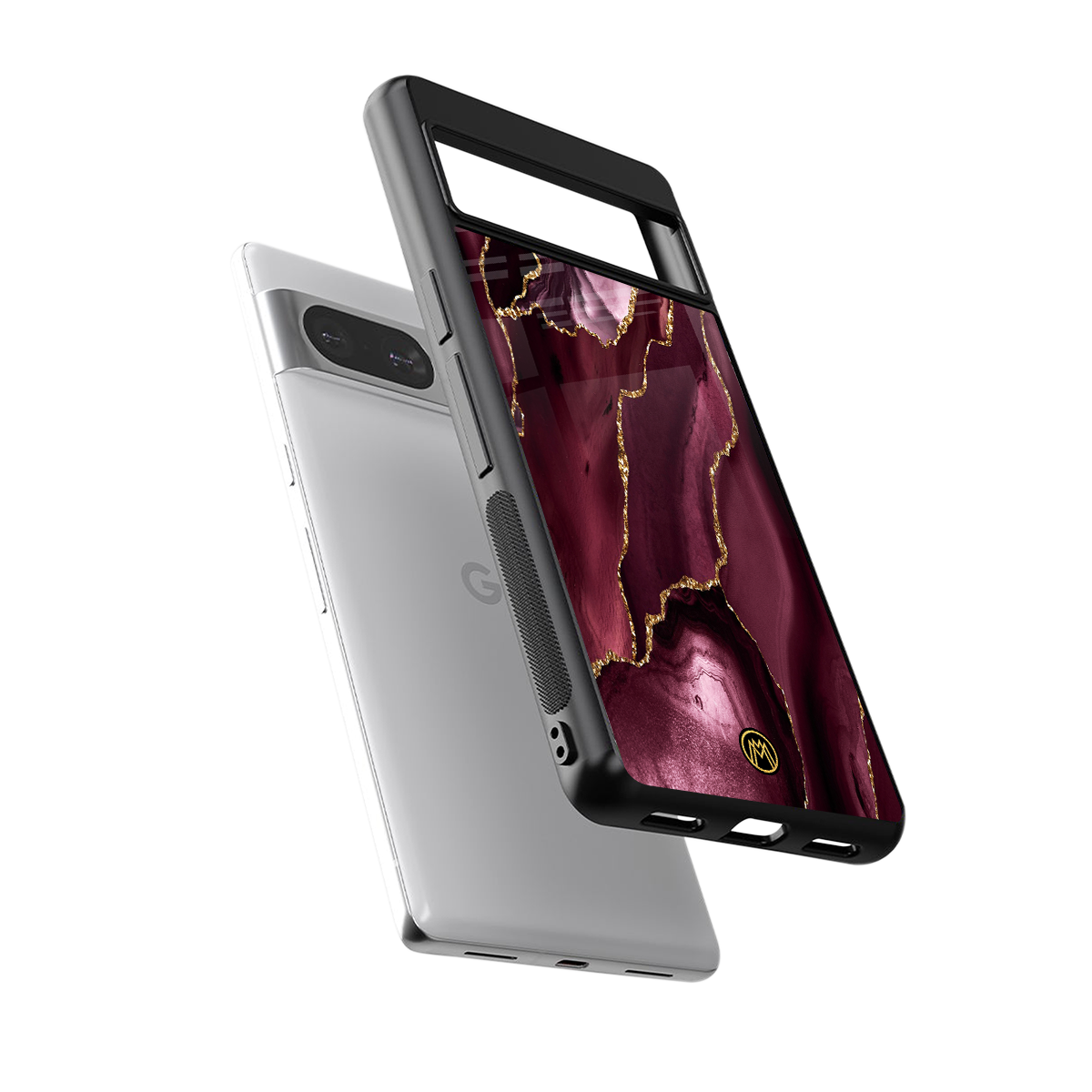 maroon liquid marble back phone cover | glass case for Google Pixel 8