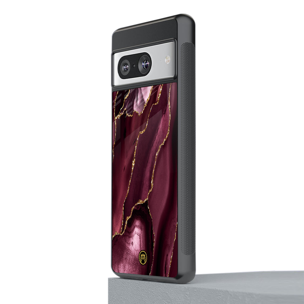 maroon liquid marble back phone cover | glass case for Google Pixel 8