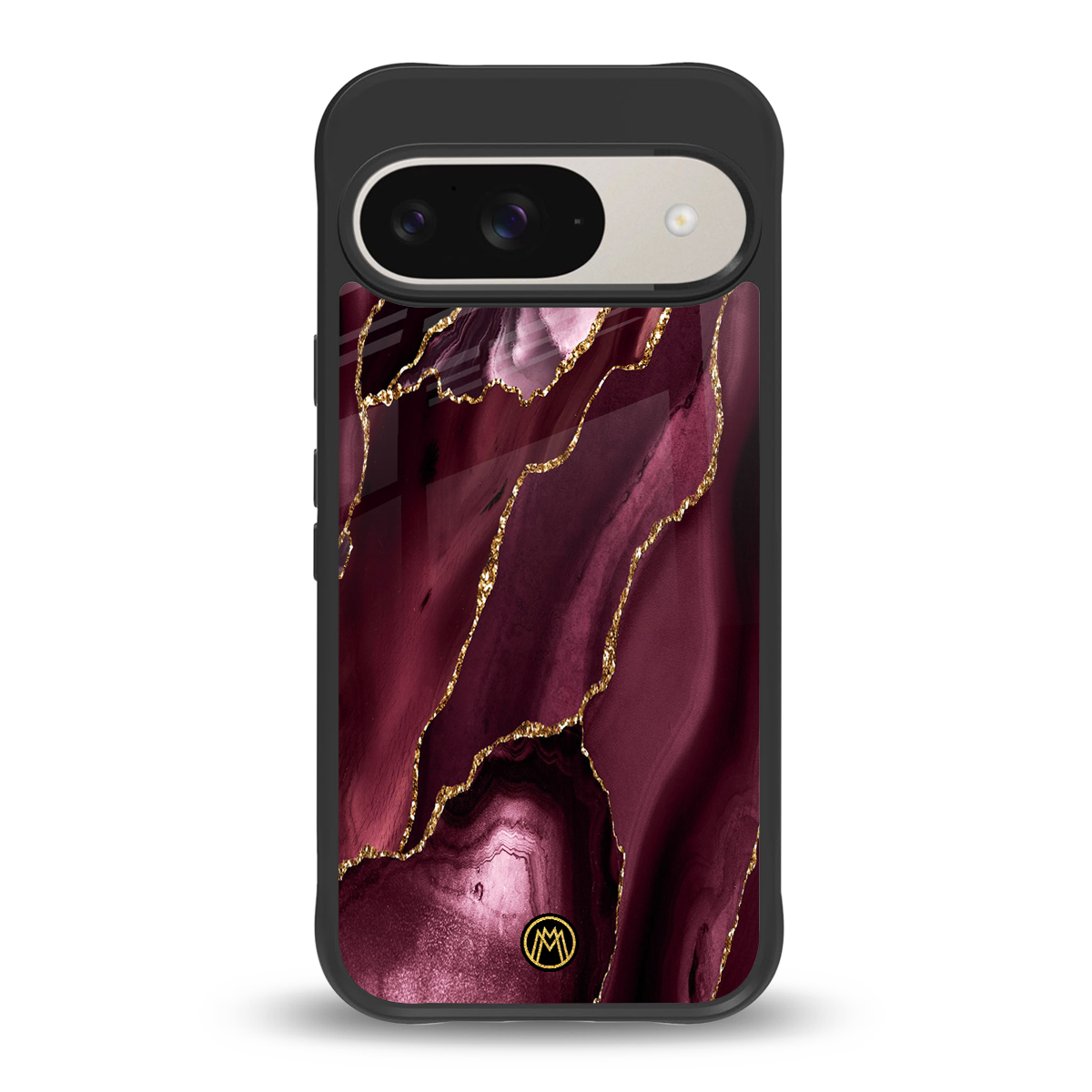 maroon liquid marble back phone cover | glass case for google pixel 9