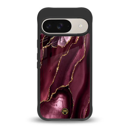 maroon liquid marble back phone cover | glass case for google pixel 9