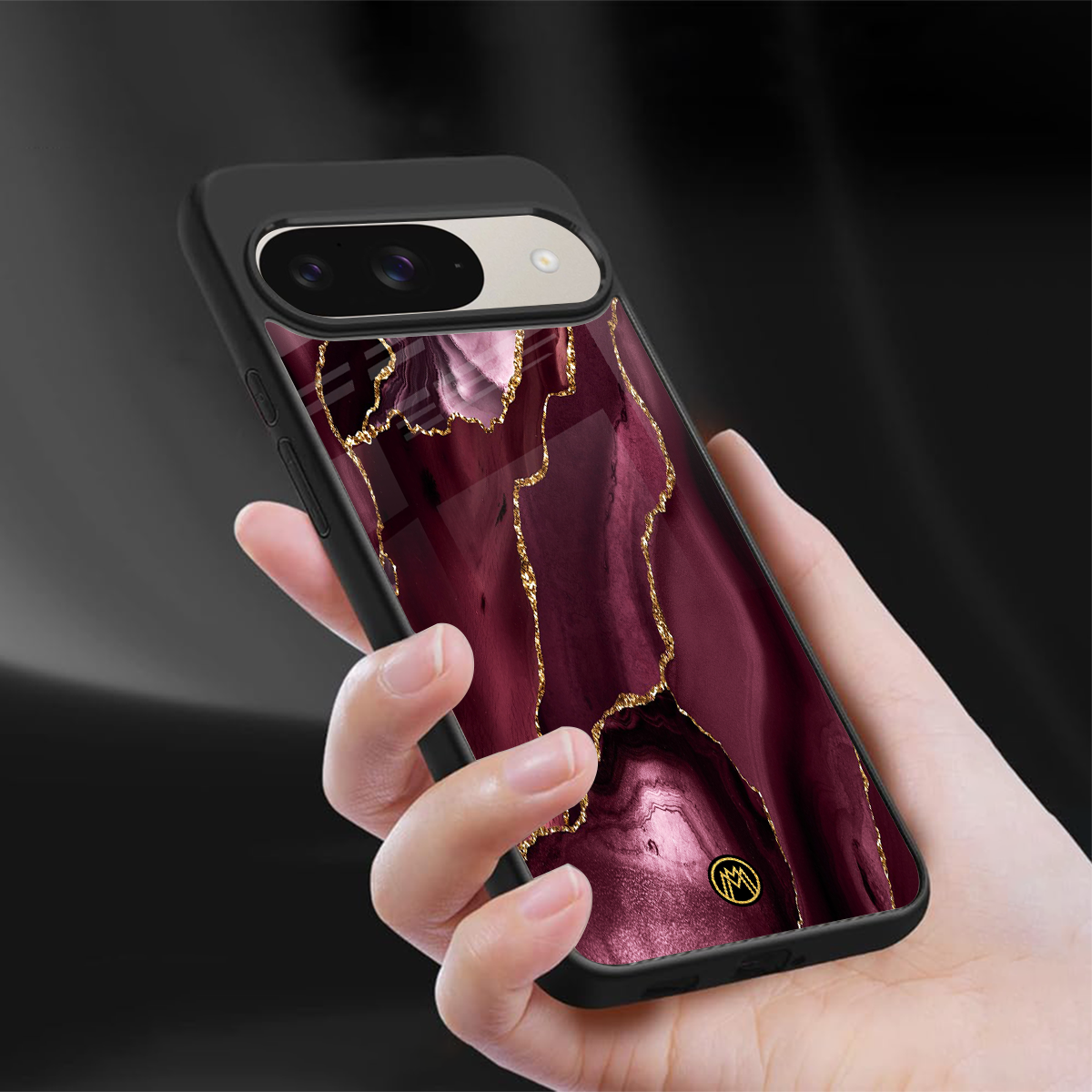 maroon liquid marble back phone cover | glass case for google pixel 9