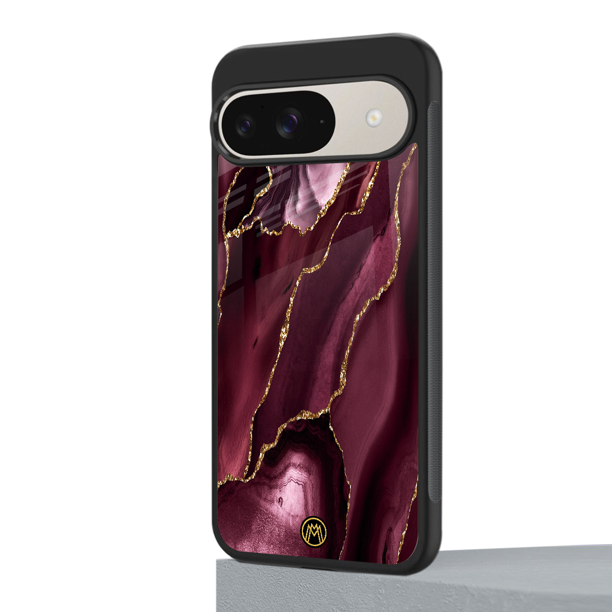 maroon liquid marble back phone cover | glass case for google pixel 9