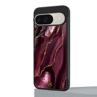 maroon liquid marble back phone cover | glass case for google pixel 9
