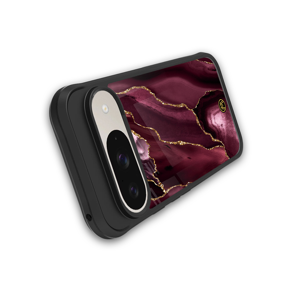 maroon liquid marble back phone cover | glass case for google pixel 9