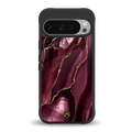 maroon liquid marble back phone cover | glass case for google pixel 9 pro