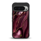 maroon liquid marble back phone cover | glass case for google pixel 9 pro