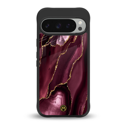 maroon liquid marble back phone cover | glass case for google pixel 9 pro
