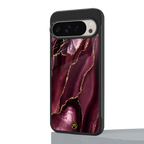 maroon liquid marble back phone cover | glass case for google pixel 9 pro
