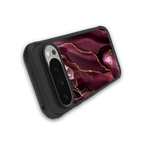 maroon liquid marble back phone cover | glass case for google pixel 9 pro