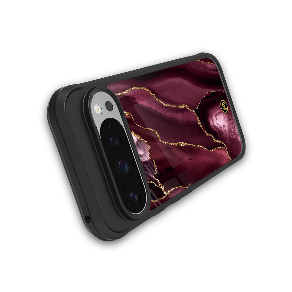 maroon liquid marble back phone cover | glass case for google pixel 9 pro