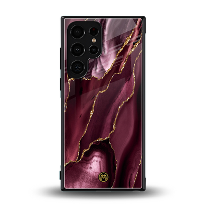 maroon liquid marble back phone cover | glass case for samsung galaxy s24 ultra