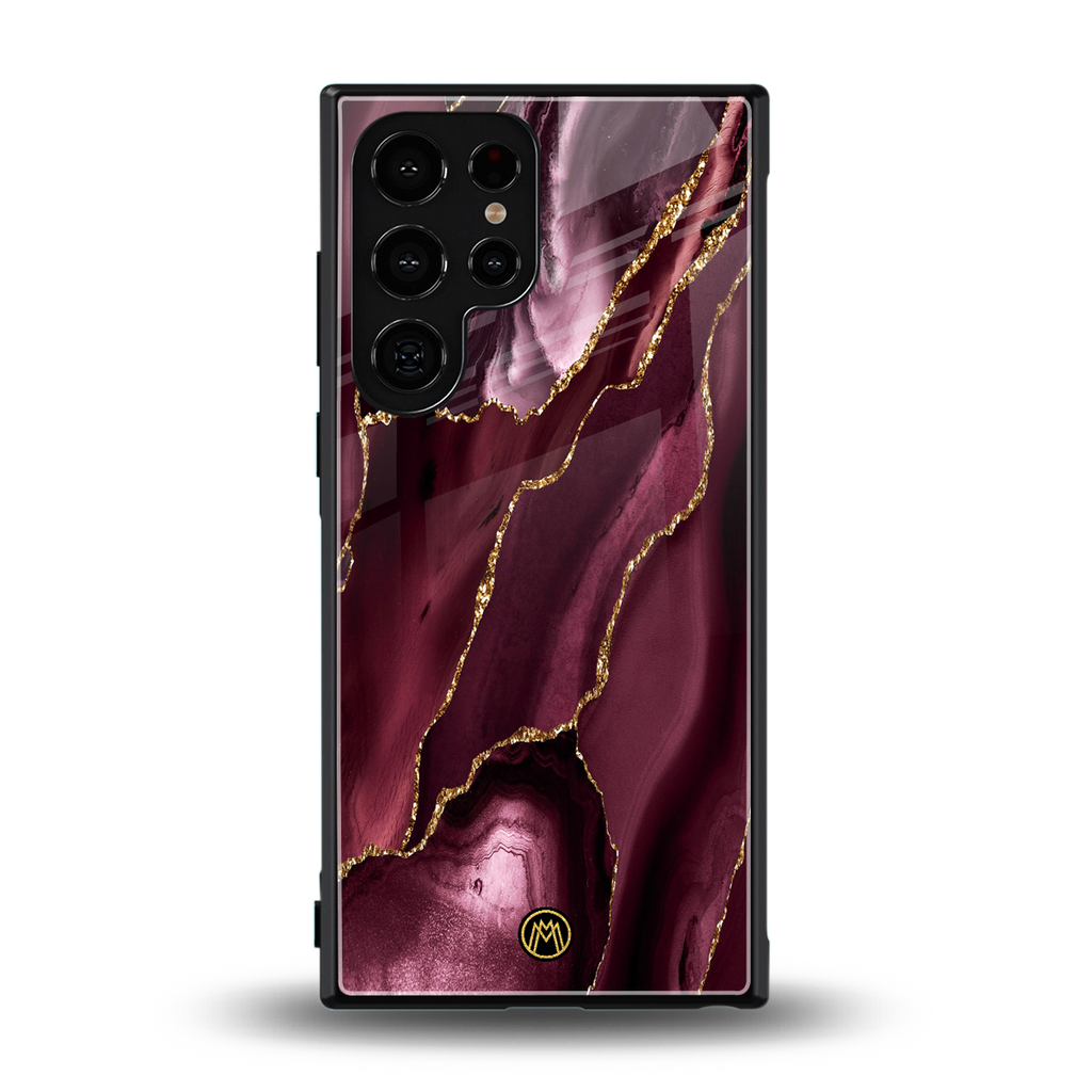 maroon liquid marble back phone cover | glass case for samsung galaxy s23 ultra