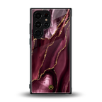 maroon liquid marble back phone cover | glass case for samsung galaxy s23 ultra